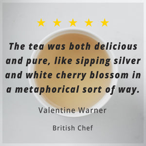 The tea was both delicious and pure, like sipping silver and white cherry blossom in a metaphorical sort of way. 